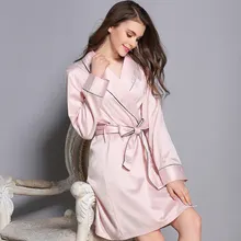 Модные женские Новое поступление шелковые халаты пижамы с банные халаты с поясом высокого качества мини длина сексуальная пижама распродажа подарки