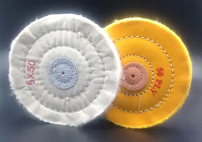 

2PC 5" BUFFING WHEEL MUSLIN POLISHING BUFF MUSLIN WHITE YELLOW WHEEL FINE COMBED