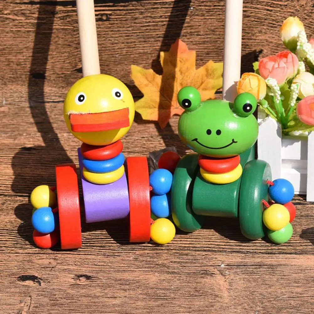 US $11 02 OFF Kartun Hewan Kereta Dorong Gerobak Kayu Mainan Pendidikan Putter Mainan Mobil Anak Bayi Puzzle Trolley Keranjang Mainan Kayu