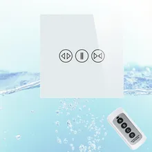 EU Tempered Galss Panel Electric Touch Curtain Wall Switch with Backlight indicator+Remote Control For Less than 100W