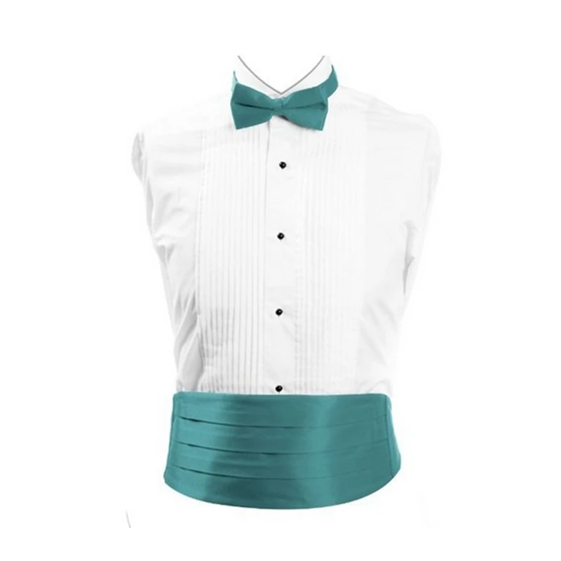 

JEMYGINS High Quality Hand Made Party Dress 100% Polyester Plain Bow Tie & Pocket Square & Cummerbund Set For Men Party Suit