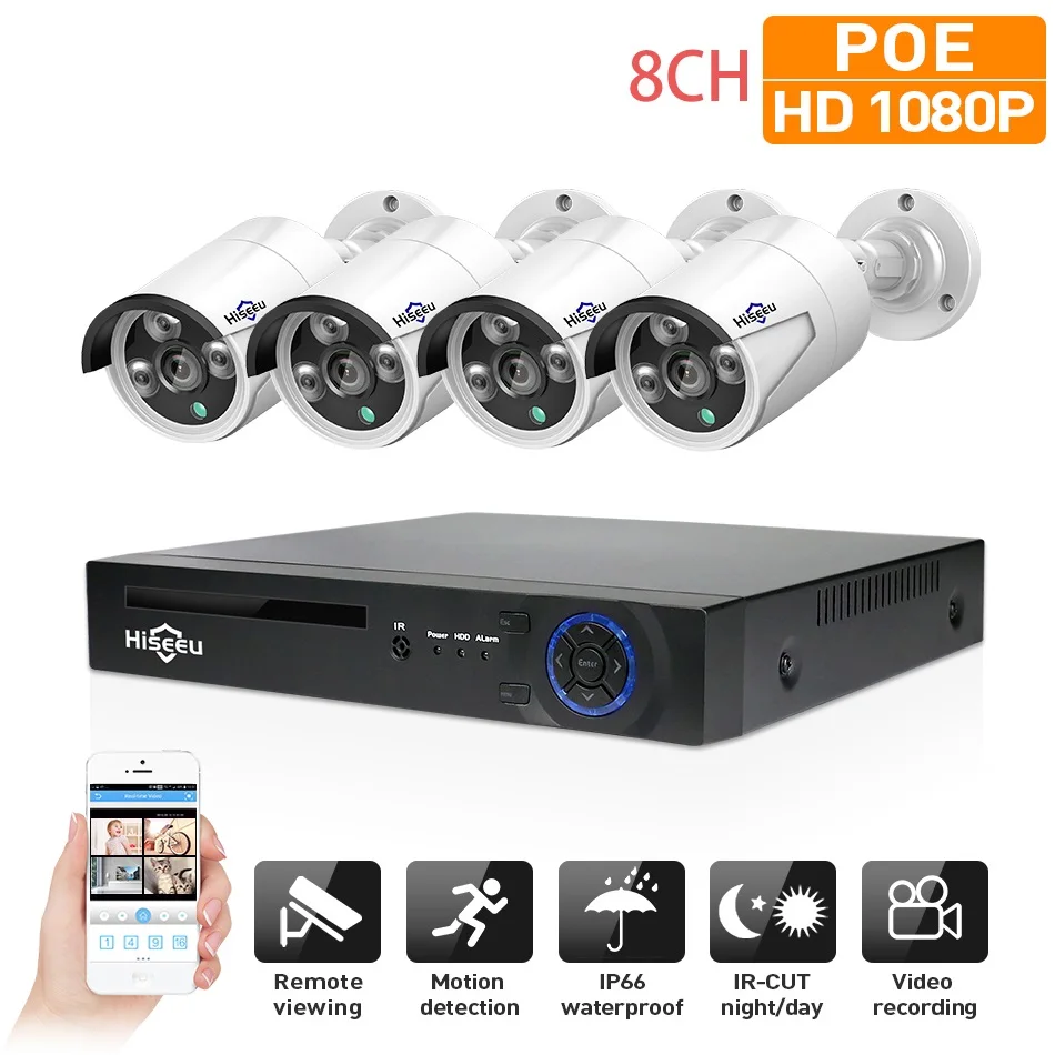 

Hiseeu 8CH 4MP POE NVR CCTV System Security Camera H.265 POE IP Camera Outdoor Waterproof Video Surveillance