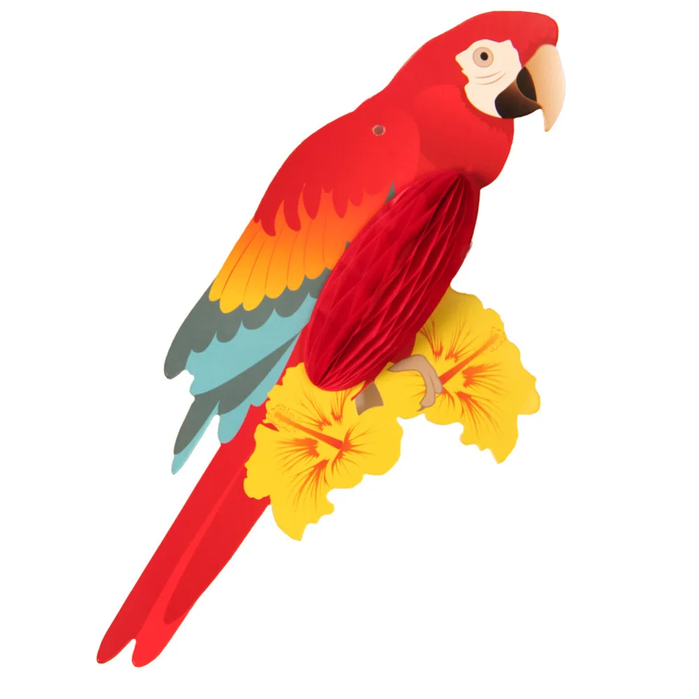 Hanging Paper Party Decoration 3pcs Vivid Honeycomb Parrots For Hawaiian Beach Pool Luau Tropical Summer Kids Birthday Supplies