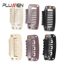 Заводская распродажа волос клип черные, бежевые, коричневые парик клипы 30 шт кнопки парик из вьющихся волос заколки для парика гребни у или провод Форма 32 мм