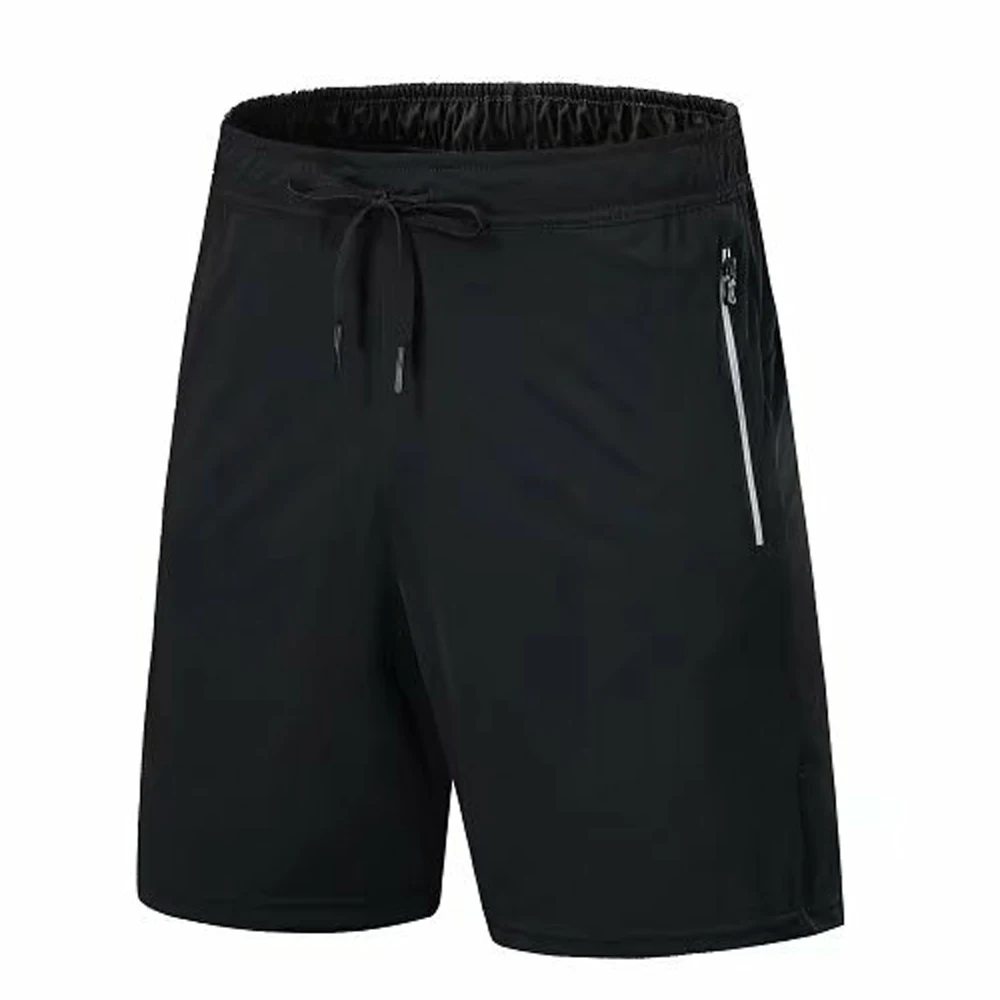 

Mens Light Weight GYM Workout Running Shorts Training Soccer Tennis Solid sports Shorts With Zip Pockets