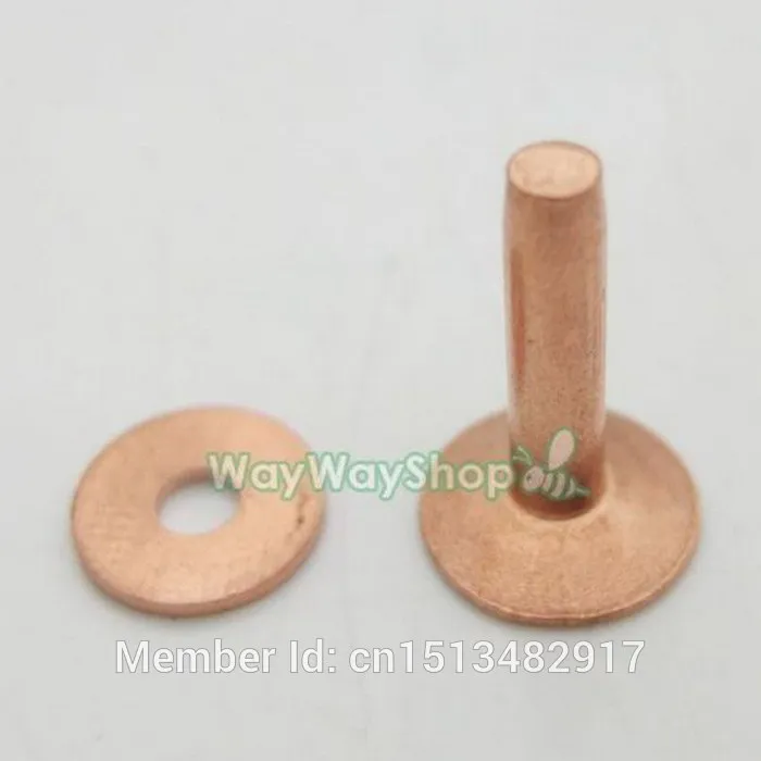 20 Sets Solid Rivets Burrs Copper 12x4x19mm Permanent Fasteners Gauge