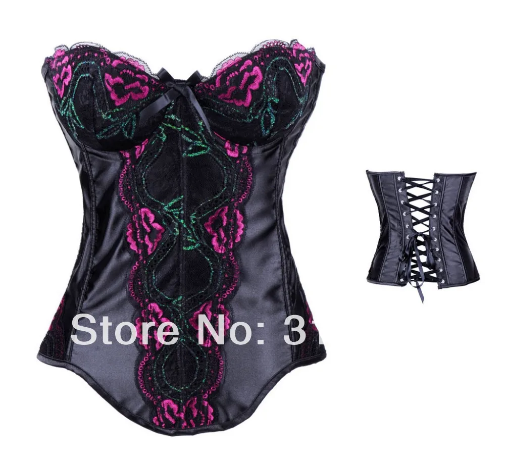 Hot sale front lace up black corset and bustier sexy women corset top