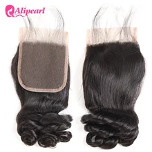 Волосы alipearl бразильские Свободные Волнистые Кружева Закрытие 4X4 дюймов Часть Закрытие с волосами младенца Remy человеческие волосы