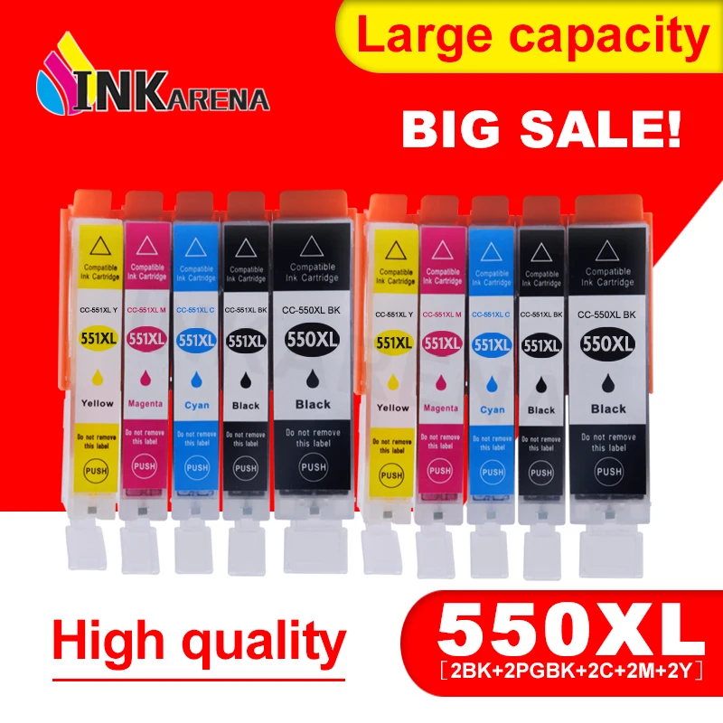10 шт. картриджи для принтера Canon PGI 550 CLI 551 Pixma IP7250 MG5450 MG6450 MG5650 MG6650|Чернильные