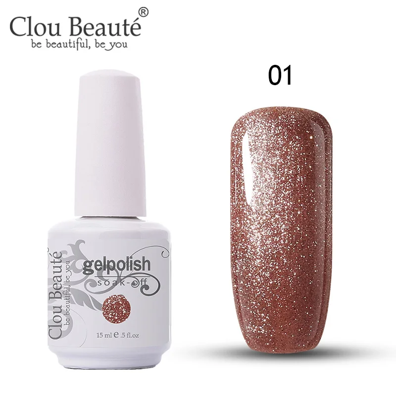 Clou Beaute Bling Блеск УФ-гель для ногтей Vernis Полупостоянный лак для ногтей замочить от телесного розового французский маникюрный лак - Цвет: 001