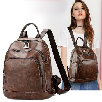 

Vintage Backpack Female Brand Leather Women's backpack Large Capacity School Bag for Girls Shoulder Bags for Women 2018 mochila