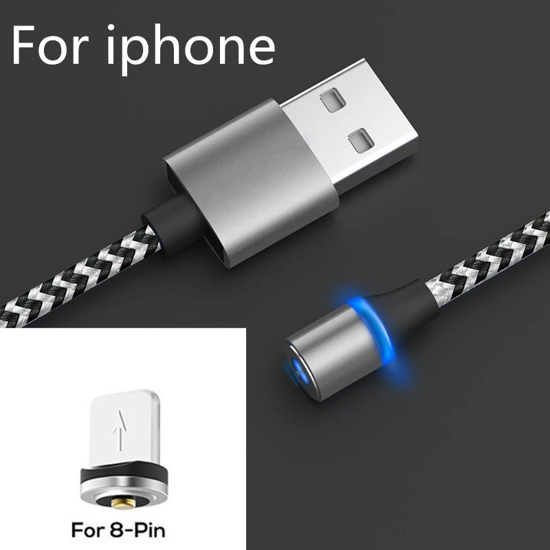 Магнитный Micro USB кабель для iPhone samsung type-c зарядный Магнитный зарядный адаптер usb type C кабели для мобильных телефонов - Цвет: ios sliver