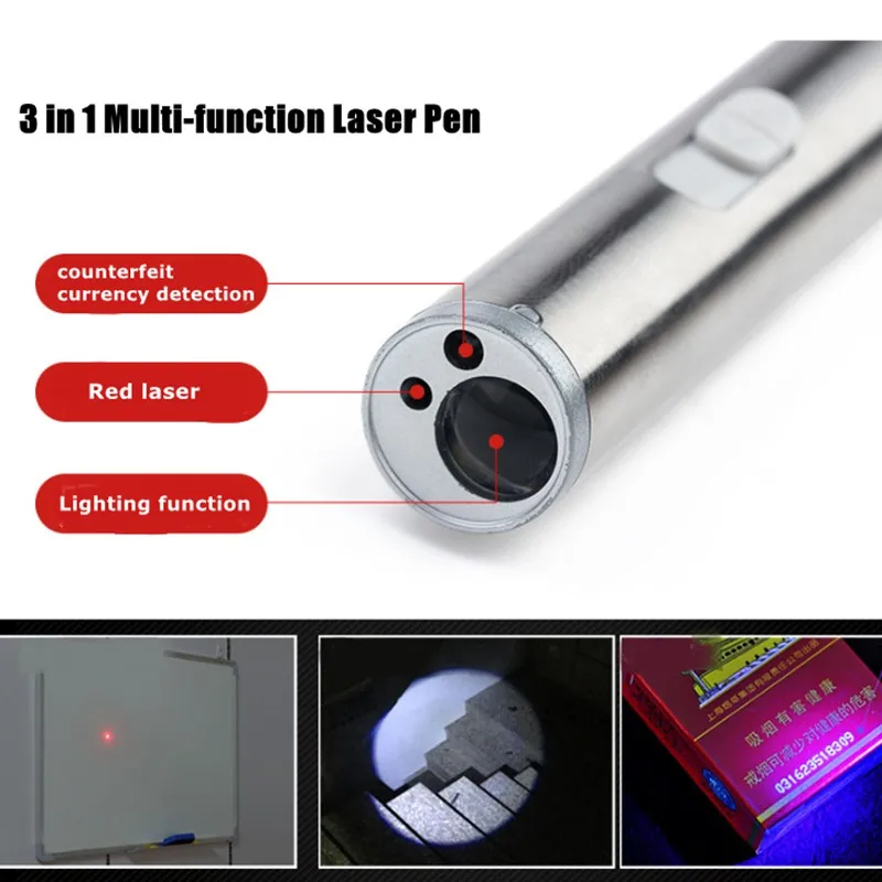 3 في 1 الأحمر قلم ليزر جهاز ليزر متعدد الوظائف مؤشر مصغرة مصباح ليد جيب شعاع ضوء مؤشر التفاعلية لعب القط الحيوانات الأليفة أداة التدريب