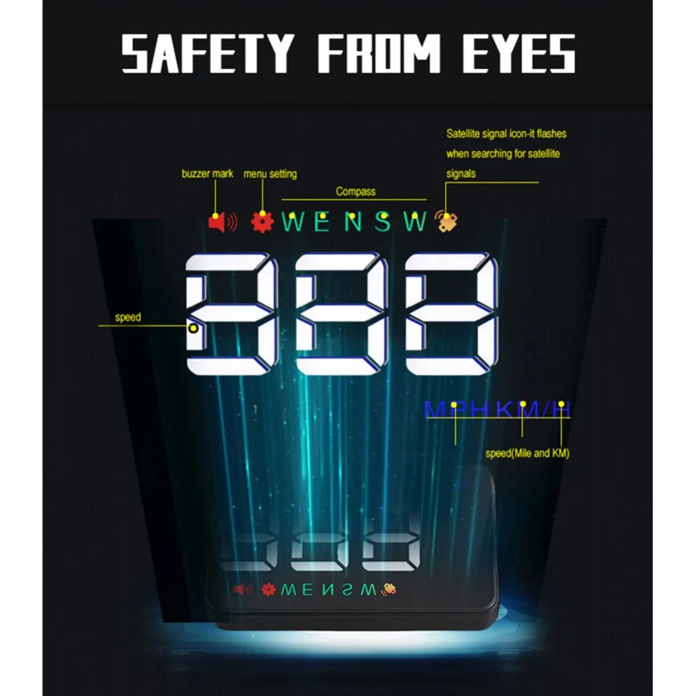 Универсальный автомобильный HUD gps измеритель скорости дисплей цифровой Dan оповещение о скорости лобовое стекло автомобильная навигация