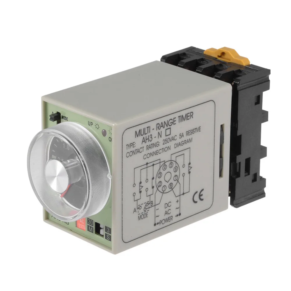 

Uxcell AC 220V Relays 3S-30M 8 Terminals Range Adjustable Delay Timer Time Relay AH3-NB Home Improvement Supplies With Base