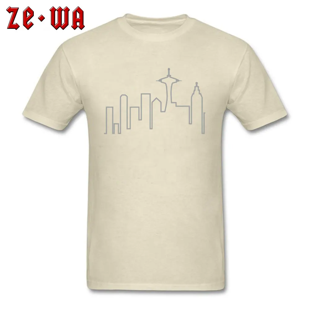 Frasier - Skyline -4039 100% Cotton Fabric Tops T Shirt for Men Printed T Shirt Fashion Round Neck Tops T Shirt Short Sleeve Frasier - Skyline -4039 beige