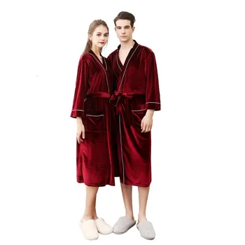 

Luxury Lovers Silkly Velour Soft Bathrobe Men Lounge Dressing Gown Bride Kimono Woman Bath Robe Bridesmaid Robes Wedding