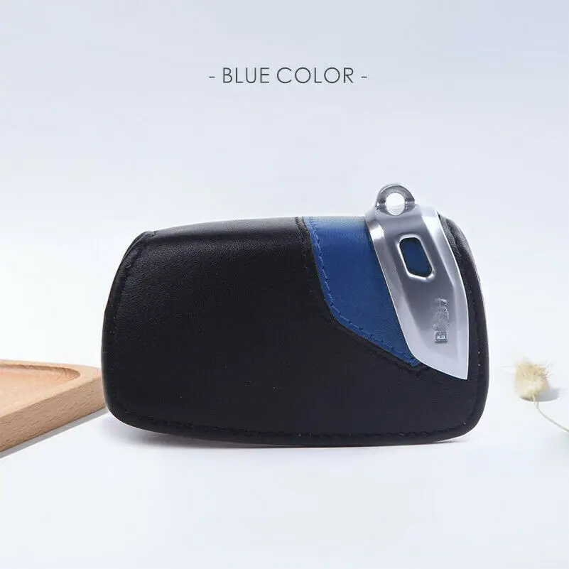 Кожаный Автомобильный держатель для ключей сумка чехол Спортивная линия для BMW 2 3 5 серии X3 - Название цвета: Blue