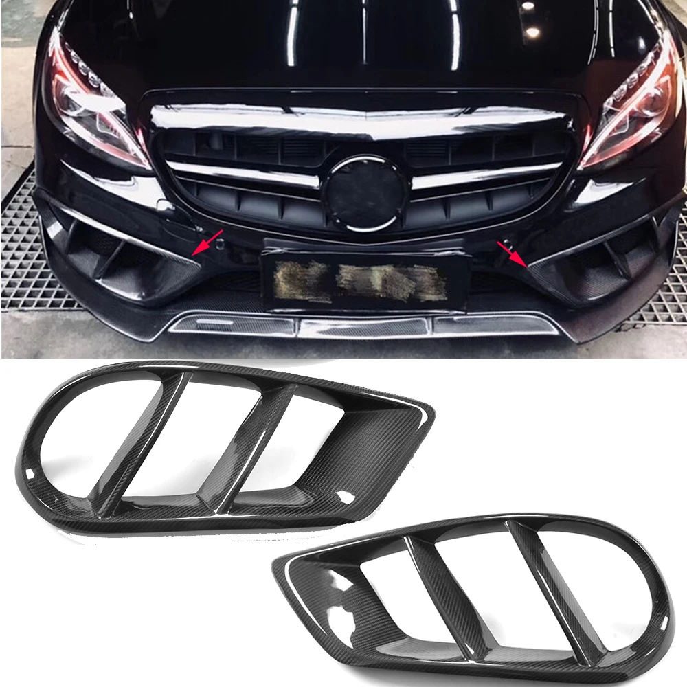 W205 Exterior de fibra de carbono parachoques delantero de salida de aire cubierta de rejilla para Mercedes Benz C43 AMG C180 C200 Sport 2015-2019 W205 Exterior de fibra de carbono parachoques delantero de salida de aire cubierta de rejilla para Mercedes Benz C43 AMG C180 C200 Sport 2015-2019