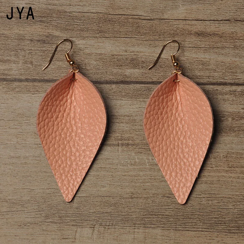 

JYA Trendy Genuine Leather Earrings for Women Pendant Statement Leaf Earrings Fashion Jewelry Modern Dangle Ear Drops 2018 New