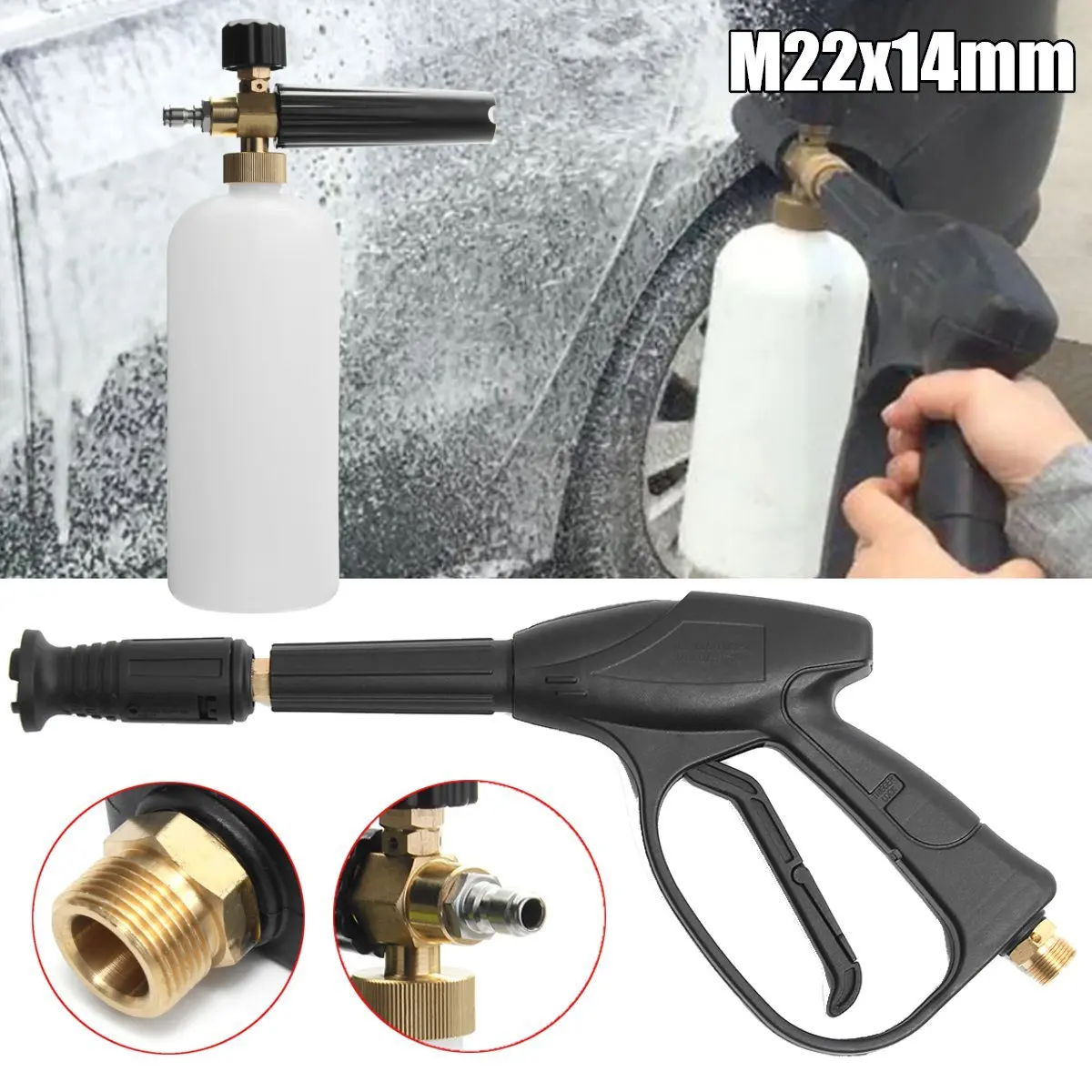 

M22x14mm High Pressure Washer Foam Cleaning Set Lance Trigger Gun Quick Connect Car Washer foam gun.