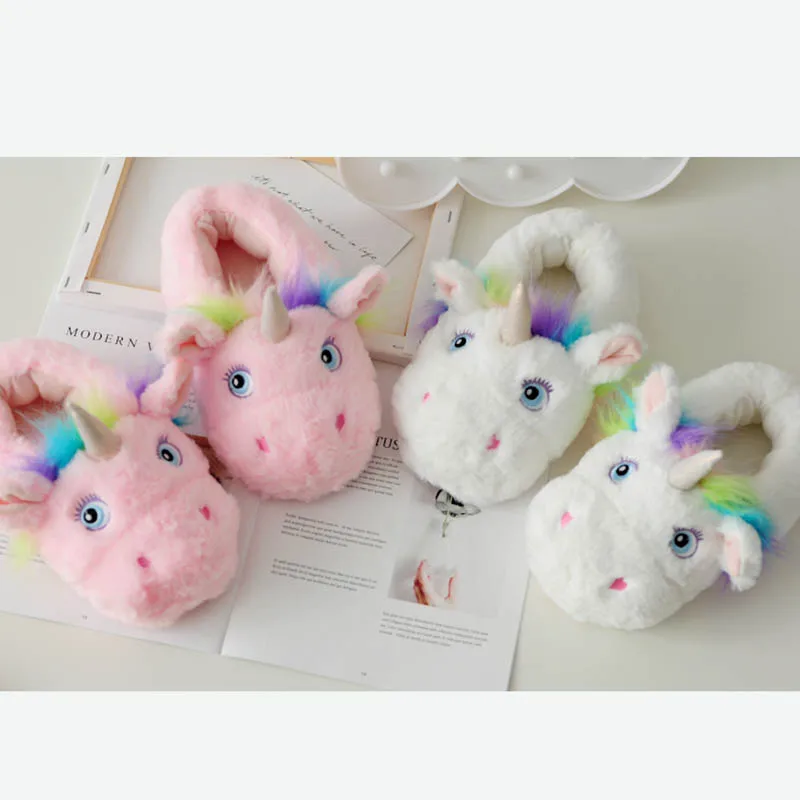 

Free Dropshipping NEW Winter Home Warm Indoor Cute Cartoon Plush Unicorn Slippers Home Slippers For Women Kdis