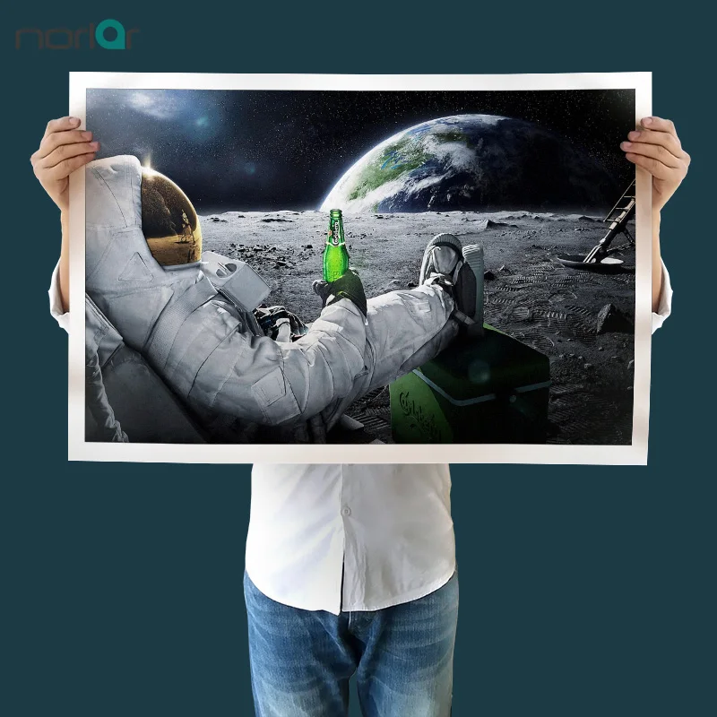 Hd Printed Wall Art Canvas Astronaut Drinking Carlsberg Beer On
