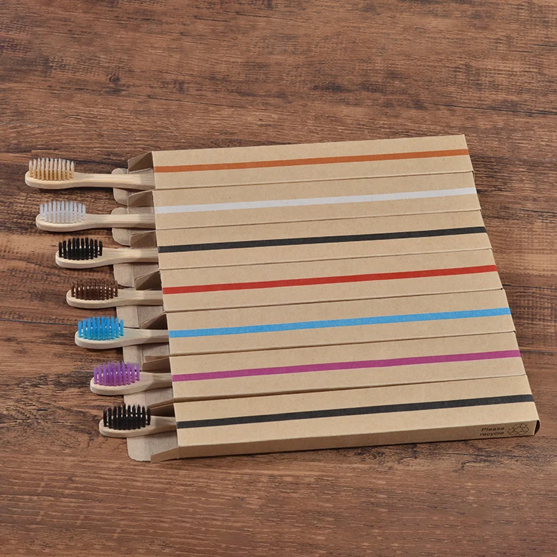 

Eco Friendly bamboo toothbrush wooden Tooth Brush Soft bristle Tip Charcoal for adults oral care LOGO custom toothbrush 10pc