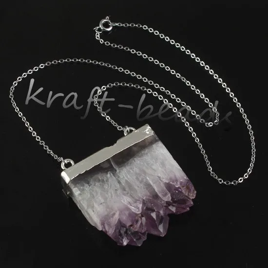 Natural Gnergy Gemstone~ Double Buckle Irregular Shape Pendant Natural Purple Amethysts Quartz Stone Necklace Fashion Jewelry 11 AA00409002305h