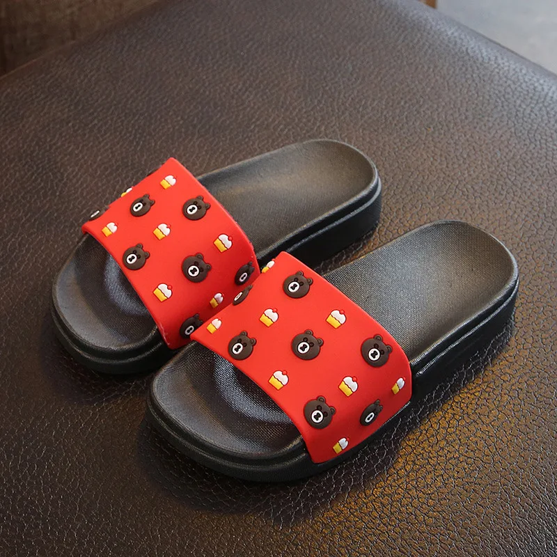 

Kids Slippers For Girls Summer Children's Slippers Pvc Soft Bottom Non-slip Beach Sandals Boys Cartoon Home Bathroom Flip Flops