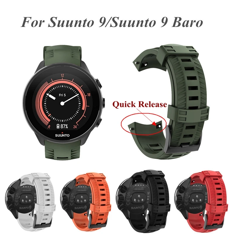 Быстросъемный открытый силиконовый спортивный ремешок для Suunto 9/Suunto 9 Brao мягкий