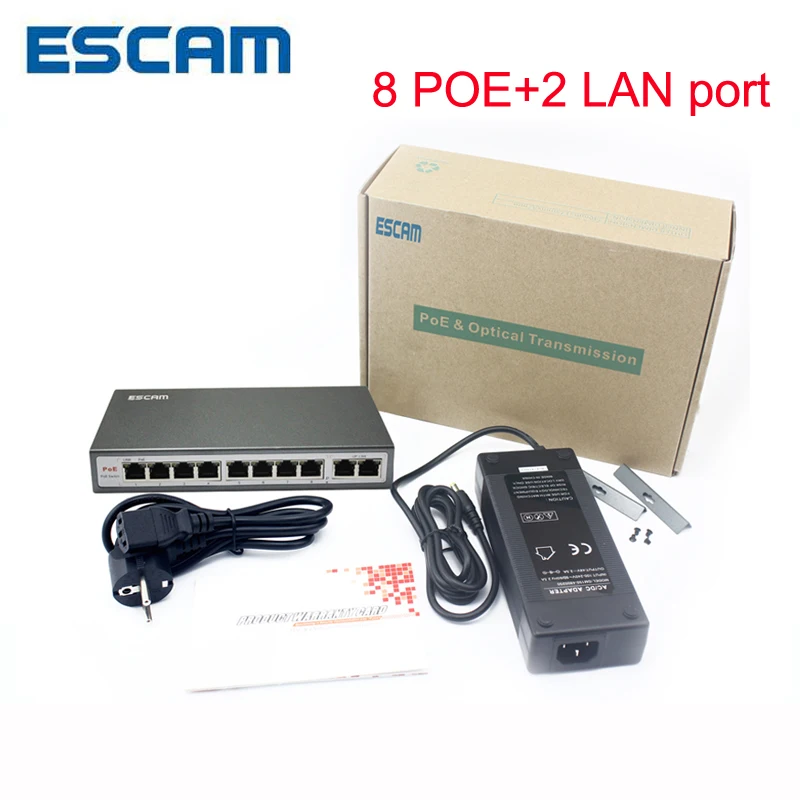  8+1Port ESCAM POE switch desktop Fast Ethernet Switch network cameras powered for IP CAMERA POE injector 