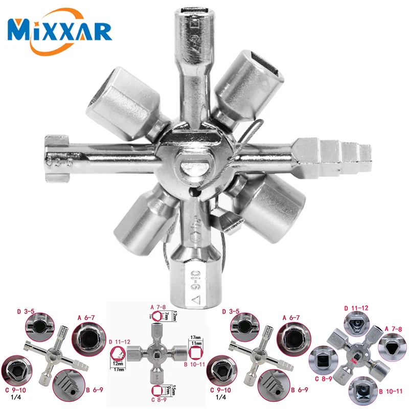 

ZK30 Drop Ship 10 In 1 Multifunction Switch Key Wrench Alloy Universal Square Triangle for Elevator Cupboard Box Train Cabinet