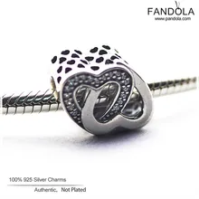 Запутанные привлекательные подвески в виде сердечек из стерлингового серебра 925 пробы прозрачные CZ DIY бусины для женщин подходит для оригинальных браслетов шарм серебро 925 ювелирные изделия