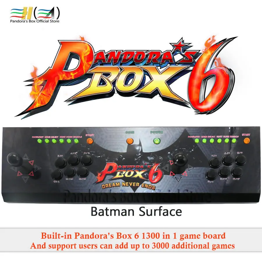New Pandora Box 6 1300 in 1 Family console 2 players Joysticks led buttons can add extra 3000 games Support FBA MAME PS1 game 3d New Pandora Box 6 1300 in 1 Family console 2 players Joysticks led buttons can add extra 3000 games Support FBA MAME PS1 game 3d