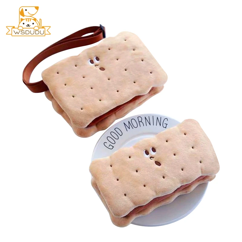 

Fun Cute Biscuits Children Messenger Bags Cookie Makeup Wallet Plush Purse Kawaii Cover Coin Pouch Gifts Soft Special Kids Toys