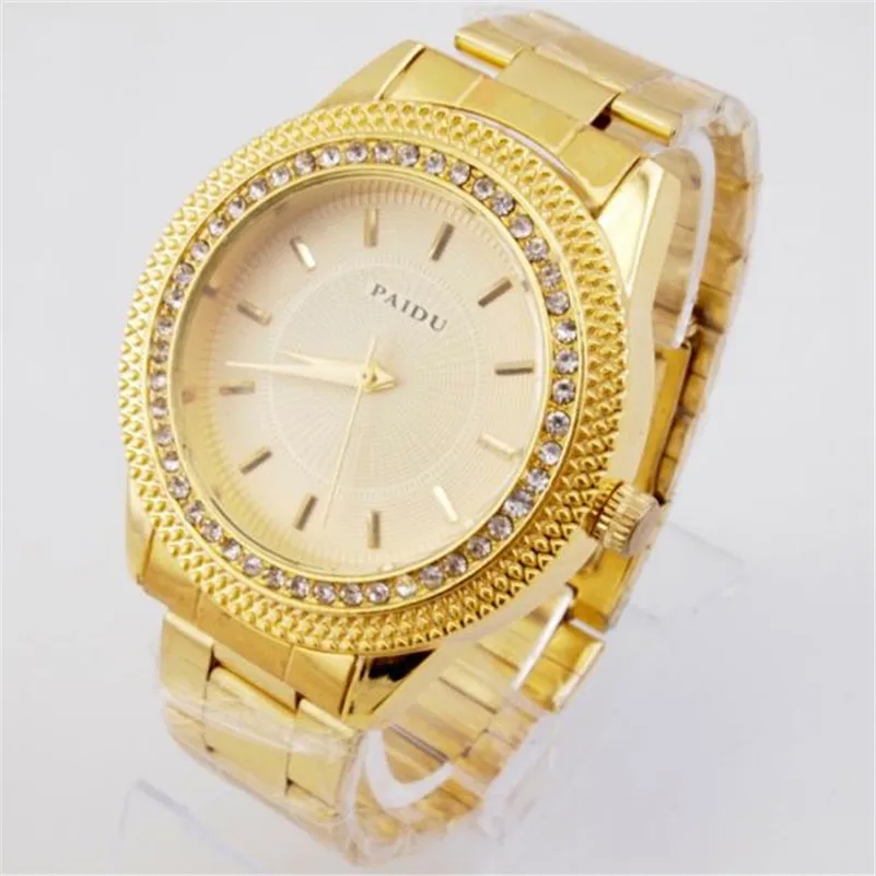 Mens Gold Watches Diamond Dial Gold Steel Analog Quartz Wrist Watch Watch Brand Watch Men Clock Relogio Masculino #2AP24 (1)