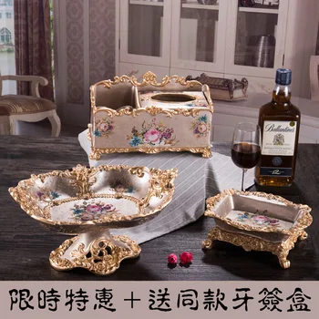 

style living room table three piece suit fruit plate decoration Home Furnishing resin plate