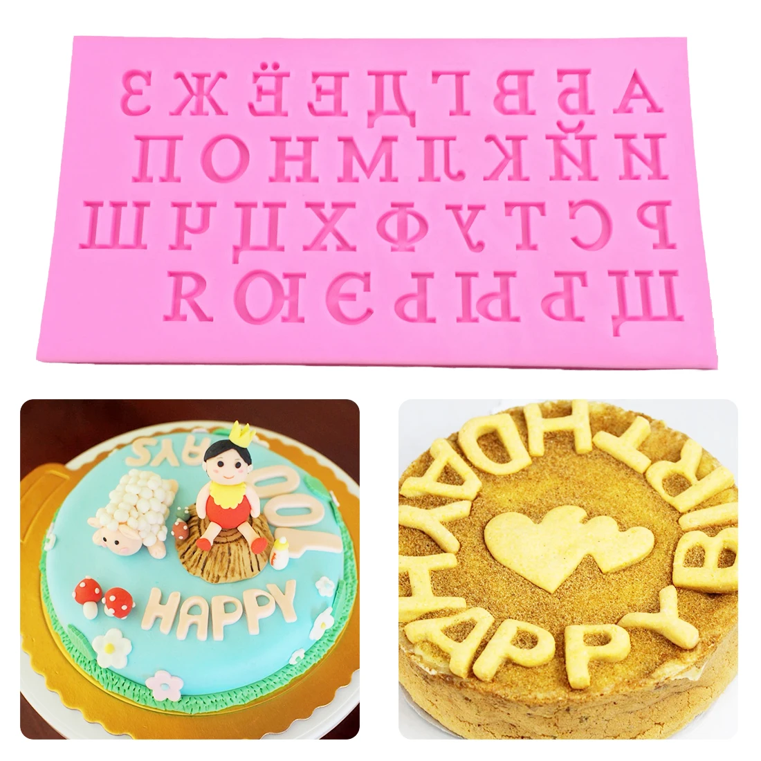 

Hot Sale Silicone Chocolate Soap Mold Cake Stencils Russian Alphabet Shape Mould Kitchen Pastry DIY Tools Baking Pan