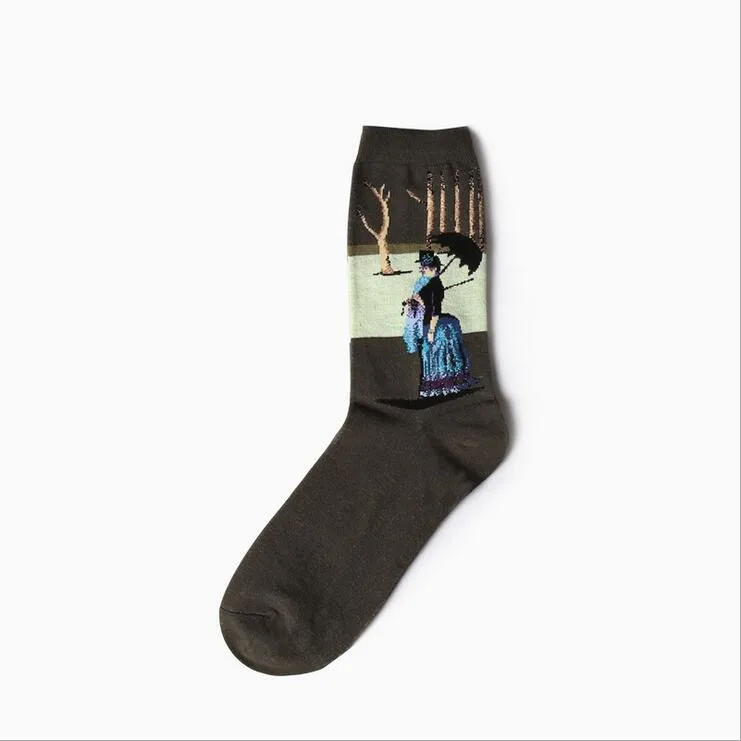 Новые носки в стиле ретро с рисунком масляной живописи мужские хлопковые Модные Носки Happy Calcetines винтажные мужские хлопковые носки Ван Гога уличная одежда Meias