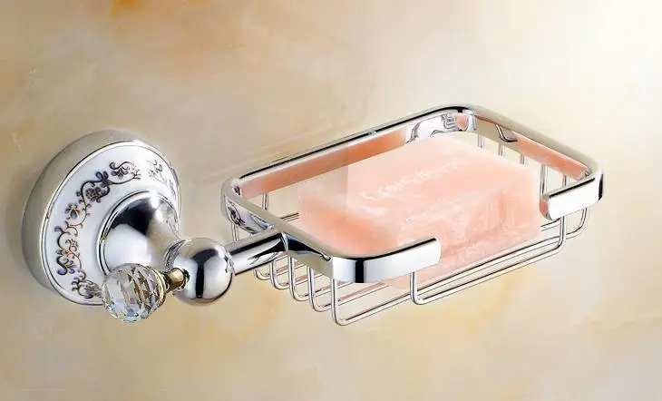 Европейские серебряные аксессуары для ванной, набор прозрачных кристальных аксессуаров, хромированная отделка, керамическая база, Товары для ванной, Victor A - Цвет: soap dish