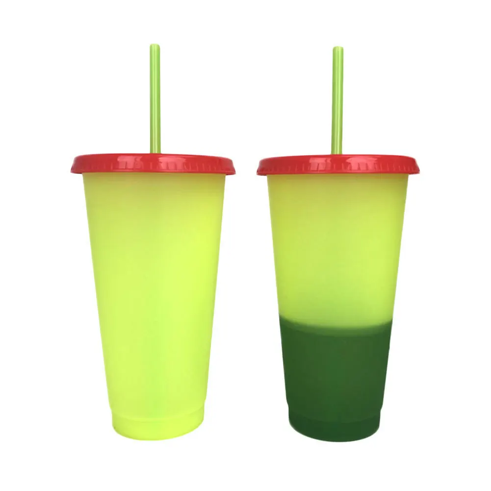 5pcs/set Cup Portable Lightweight Small Mug Home Office Drinking Picnic Seven Color Kids Outdoor Plastic Change Color 700ML