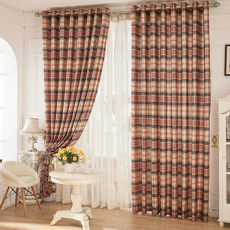 Compra cortinas de estilo a cuadros online al por mayor de china ...