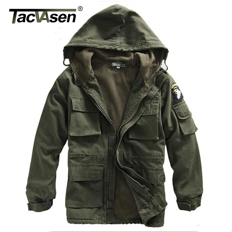 TACVASEN Men Winter Military Jacket US Army AIR FORCE Thermal Trench