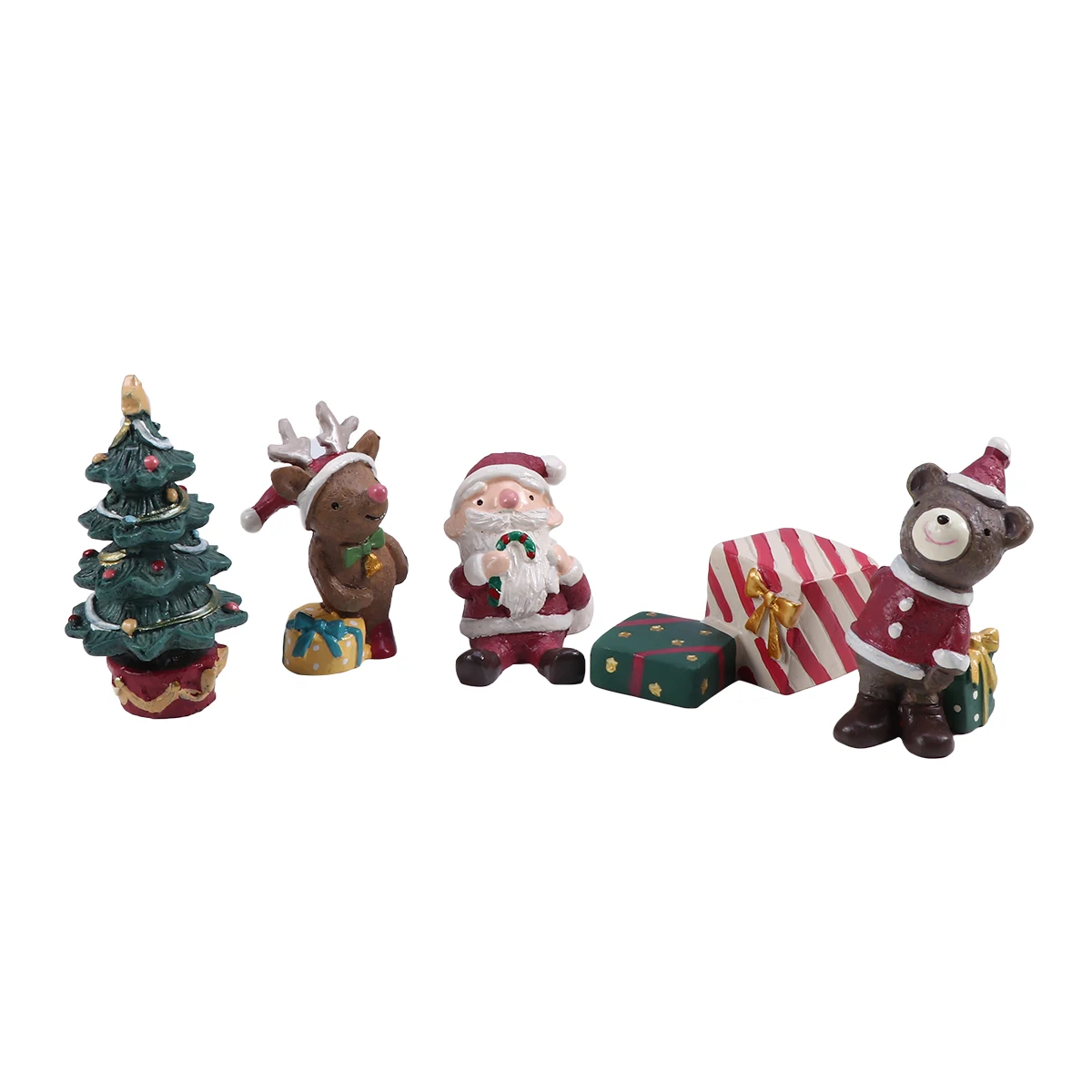 5pcs Christmas Figurine Mini DIY Micro Landscape Xmas Ornaments for Car Home Office A30