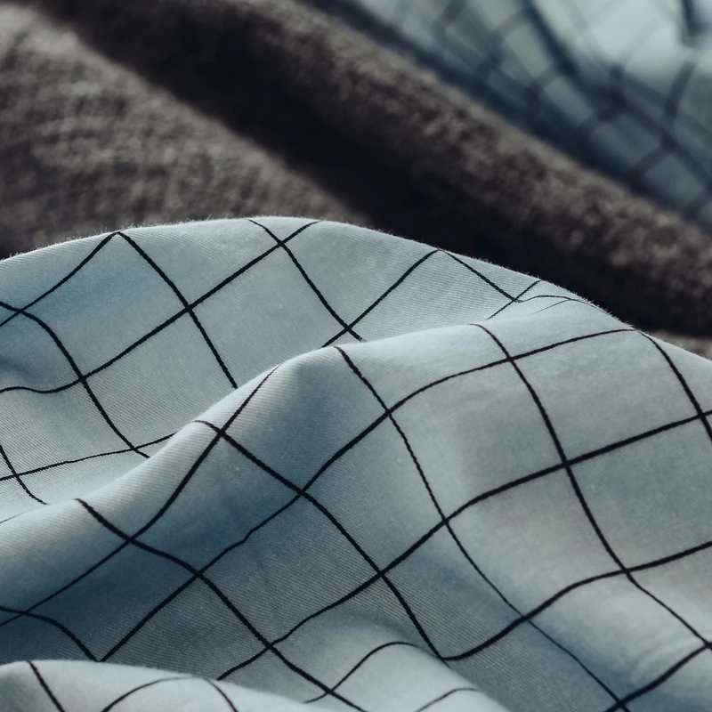 Мыть хлопок Пододеяльник простынь набор queen одеяло twin King Размеры 3/4 шт. дышащий и легкий синий серовато-постельное белье