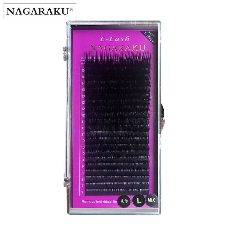 

NAGARAKU L curl 7~15mm MIX 20rows/case mink eyelash extension,L curl individual eyelashes,L lashes,L false eyelashes.