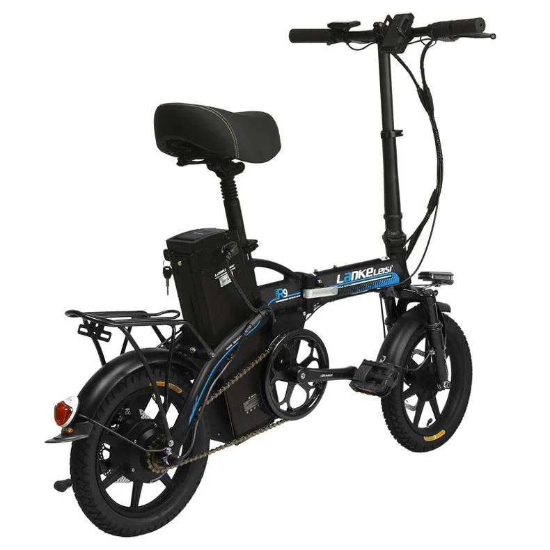 Top 48V 23.4Ah Powerful Electric Bike, 5 Grade Assist, 14 Inches Folding EBike, Integrated  Wheel, Both Disc Brake, Suspension Fork 18