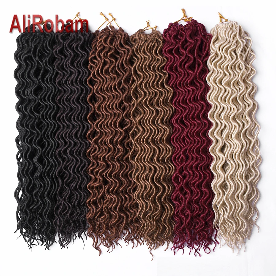 AliRobam богиня искусственные локоны в стиле Crochet волосы 18 дюймов длинные косички из