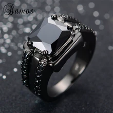 Bamos, precioso anillo negro masculino, joyería rellena de oro de alta calidad, anillos de boda Vintage para hombre, regalo de novio y padre